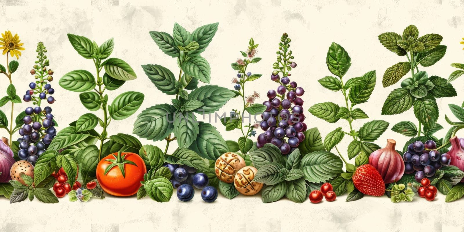 drawing seamless pattern with vegetables and fruits at white background hand drawn illustration