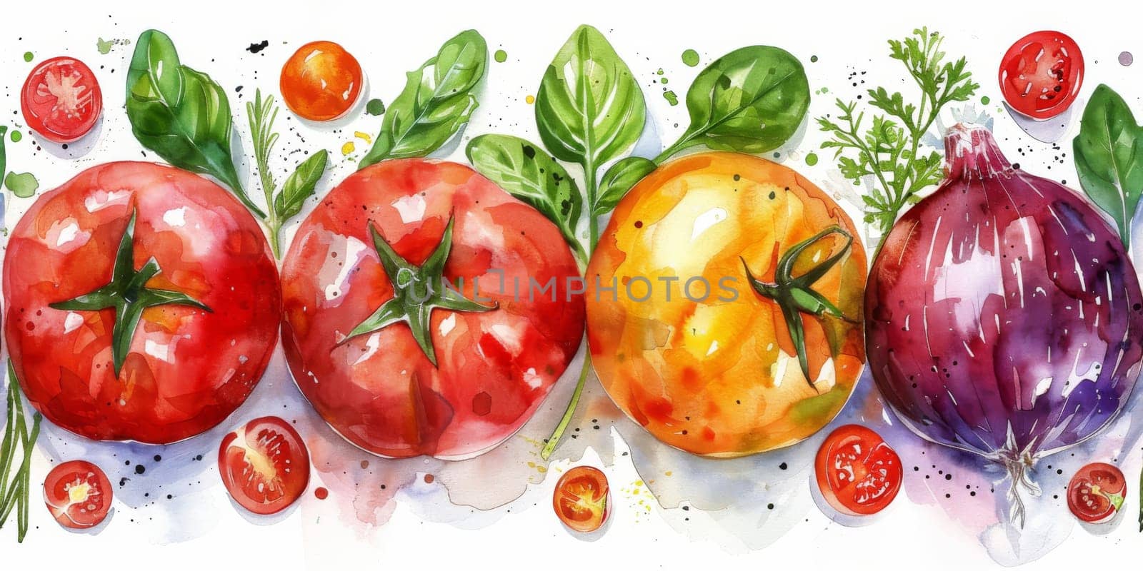 drawing seamless pattern with vegetables and fruits at white background hand drawn illustration. by Benzoix