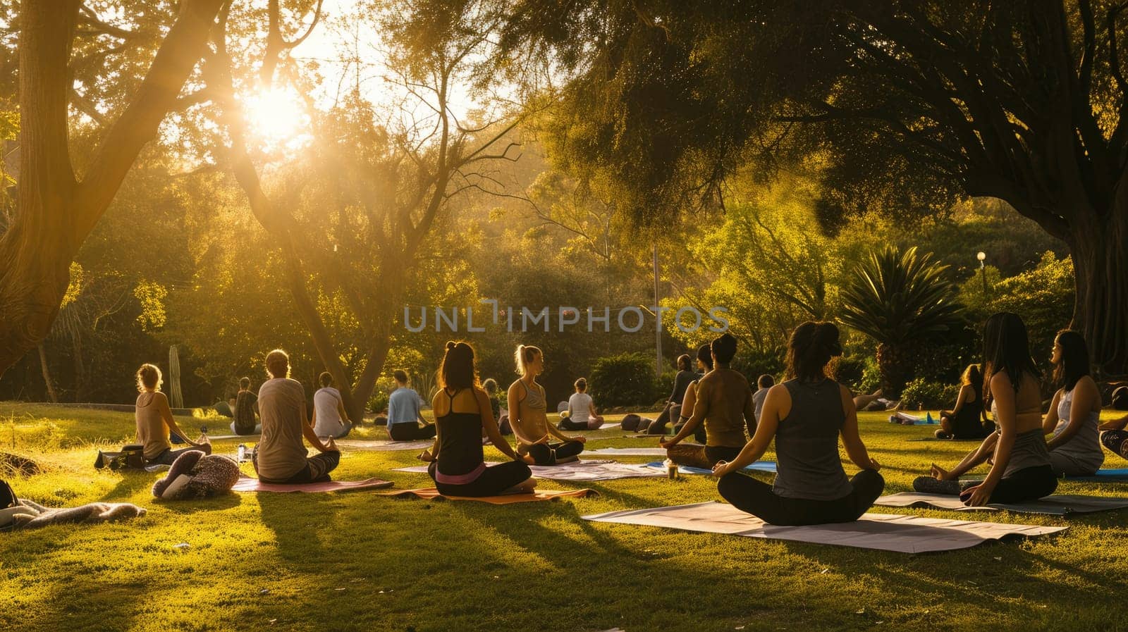 Outdoor Yoga Session at Sunset in Nature. Resplendent. by biancoblue