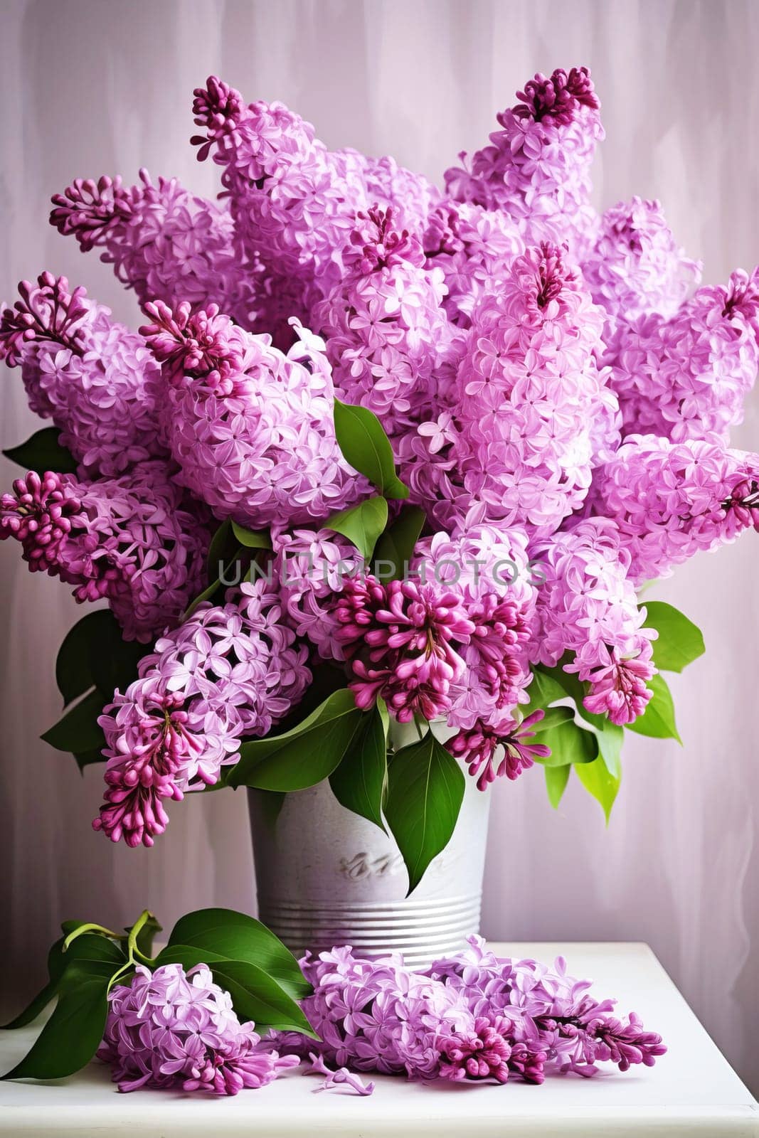 A bouquet of beautiful lilacs in a vase. AI generated. by OlgaGubskaya