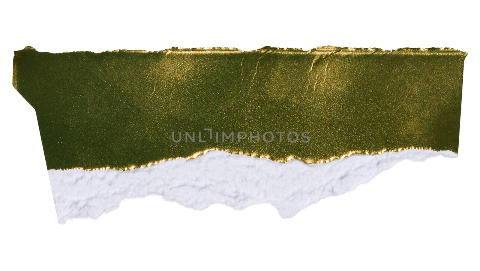 Torn piece of yellow cardboard with glitter on isolated background