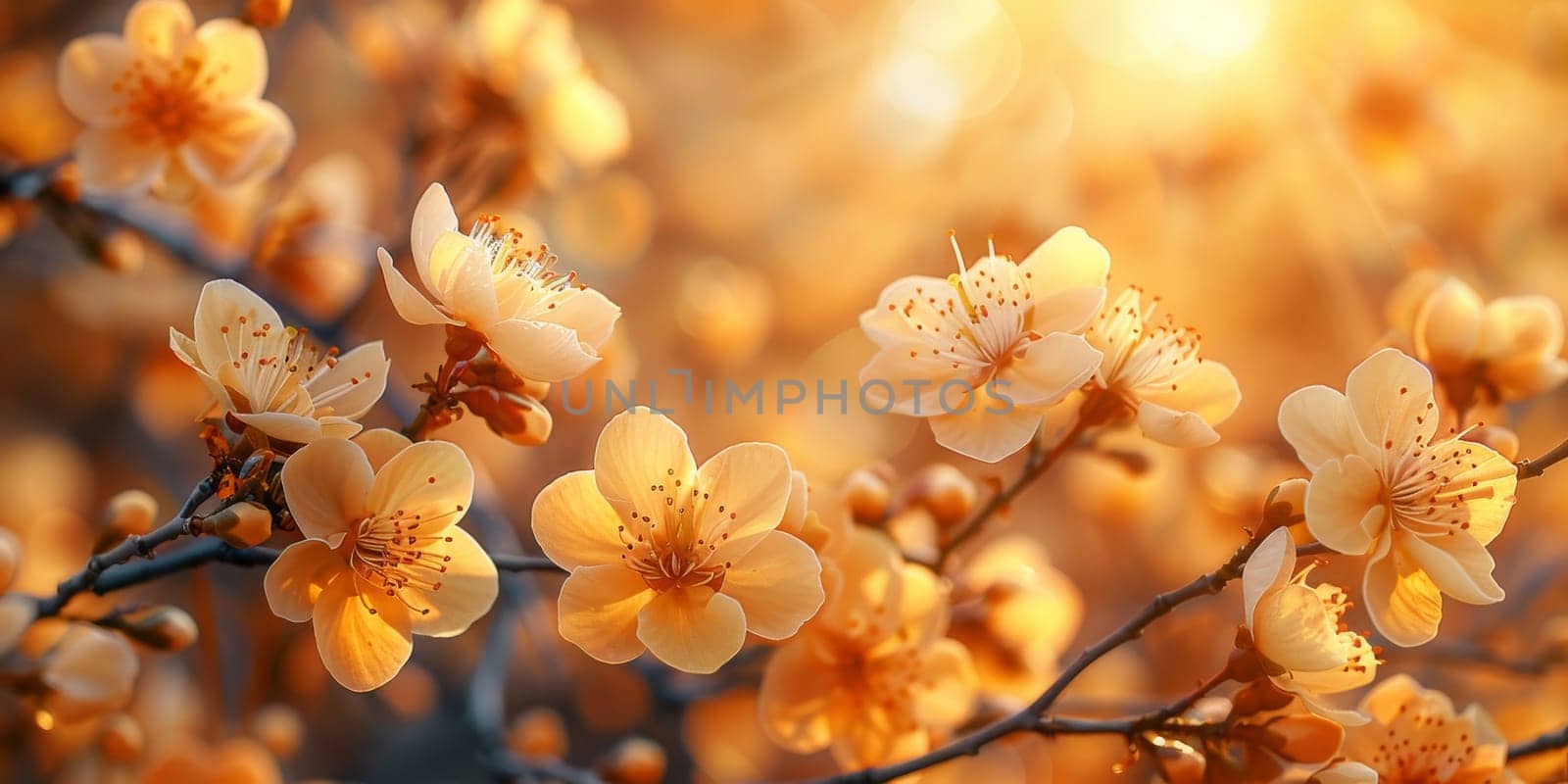 Happy Easter! Colorful Easter chocolate eggs with cherry blossoms flat lay background. Stylish tender spring template with space for text. Greeting card or banner