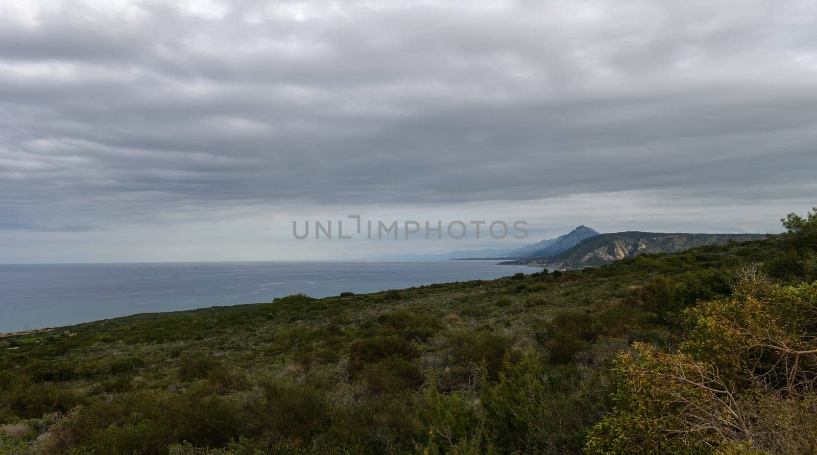 mountains on the Mediterranean coast in Cyprus in winter