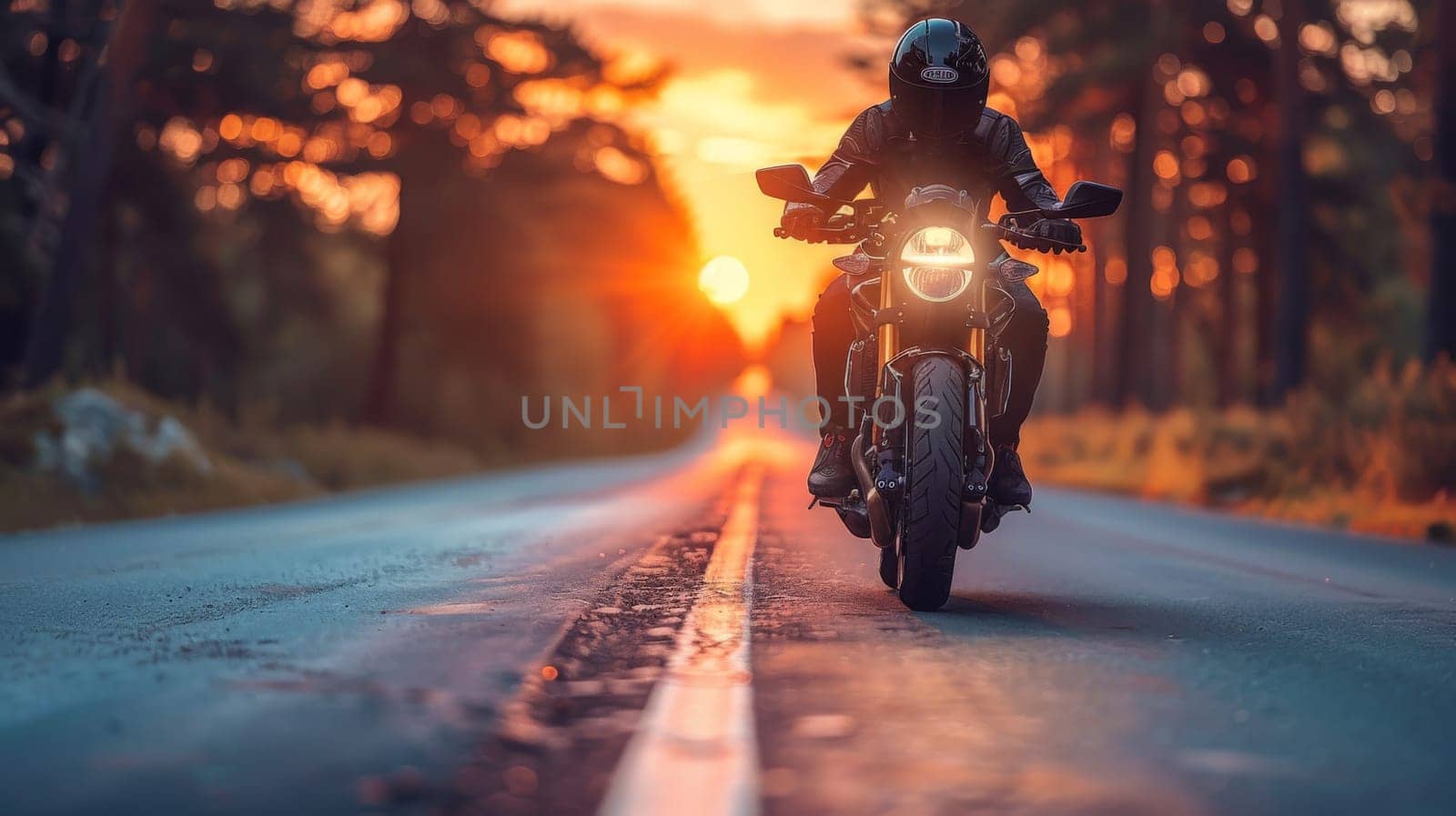 professional motorbike rider on road, motorcycle on road with the beautiful nature landscape view.