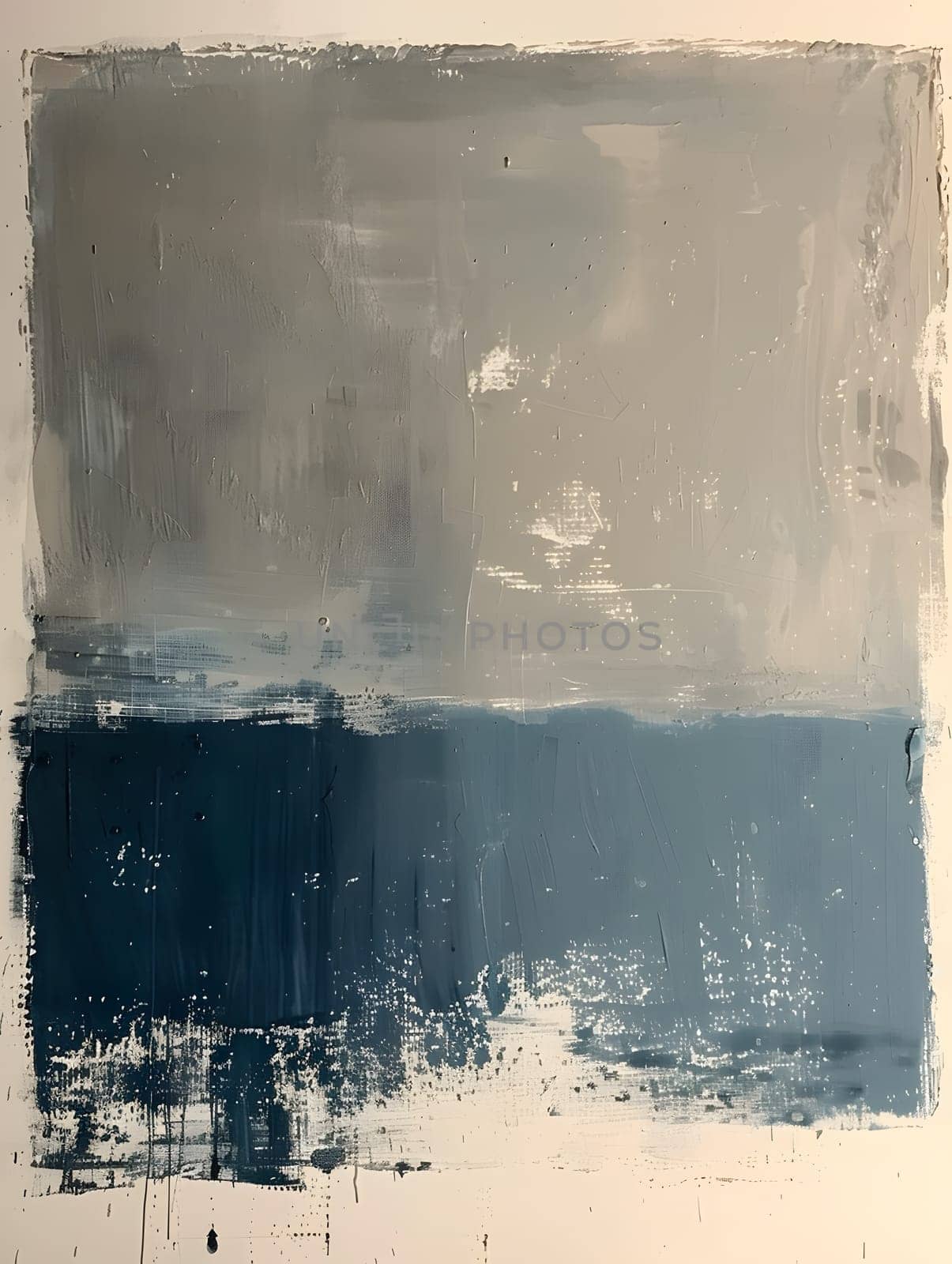 A liquid rectangle of electric blue in an art painting of water and sky by Nadtochiy
