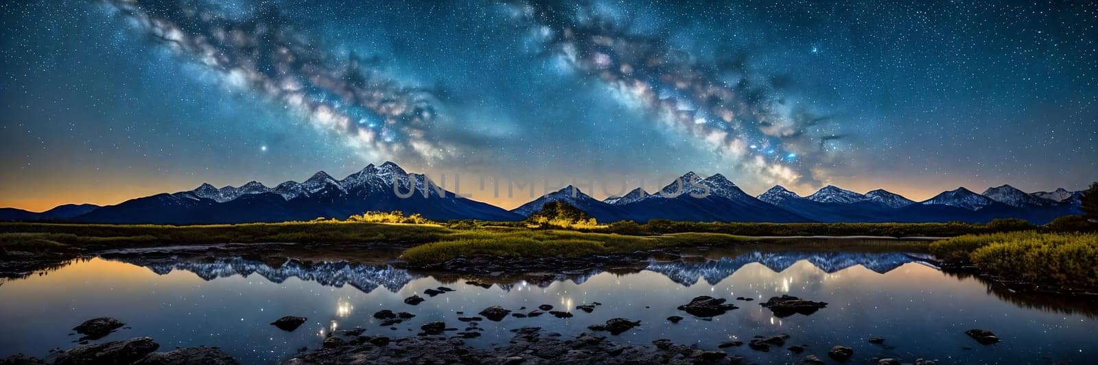 Marvel of a starry night sky in a remote location, with a silhouette of a distant mountain range adding depth to the image