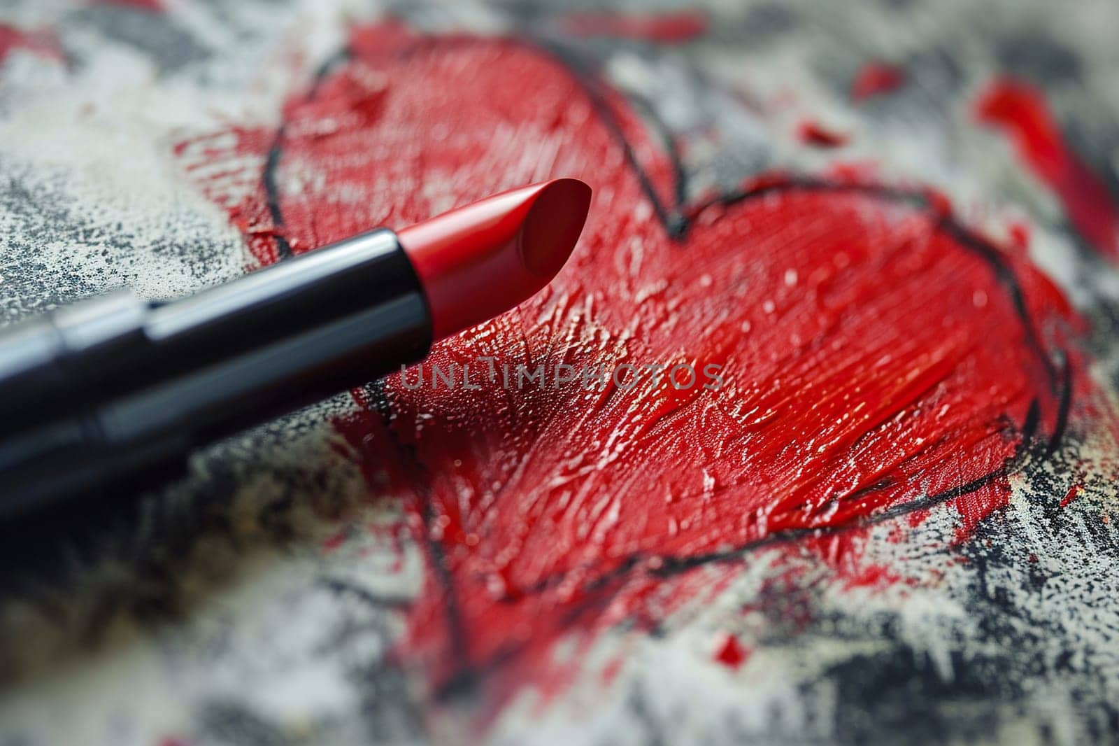 Heart drawn with red lipstick.