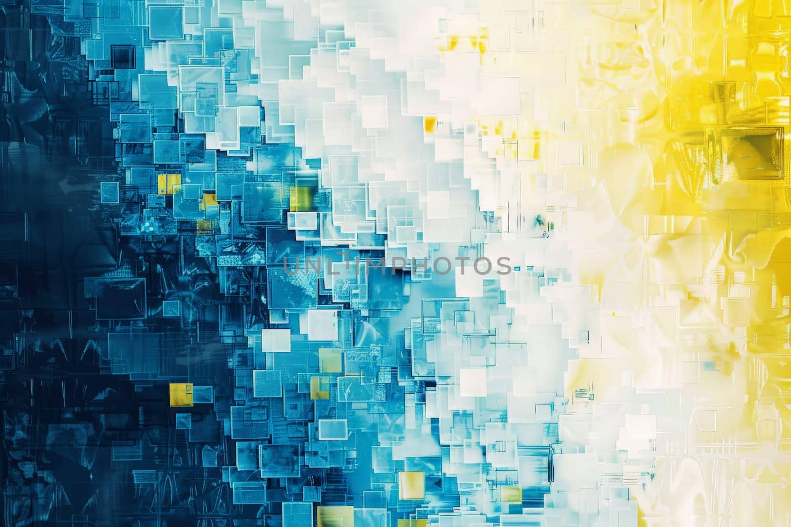 an image of a blue and yellow colorful pixelated background Generative AI by matamnad