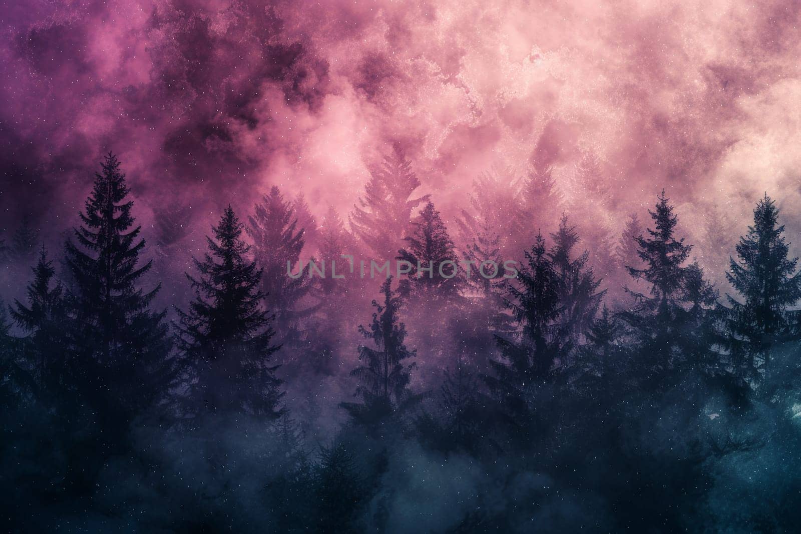 Grunge pine tree forest colorful Textured background . Generative AI by matamnad