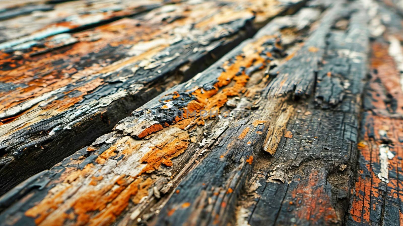 View of a surface made from old boards exposed to time. AI generated. by OlgaGubskaya