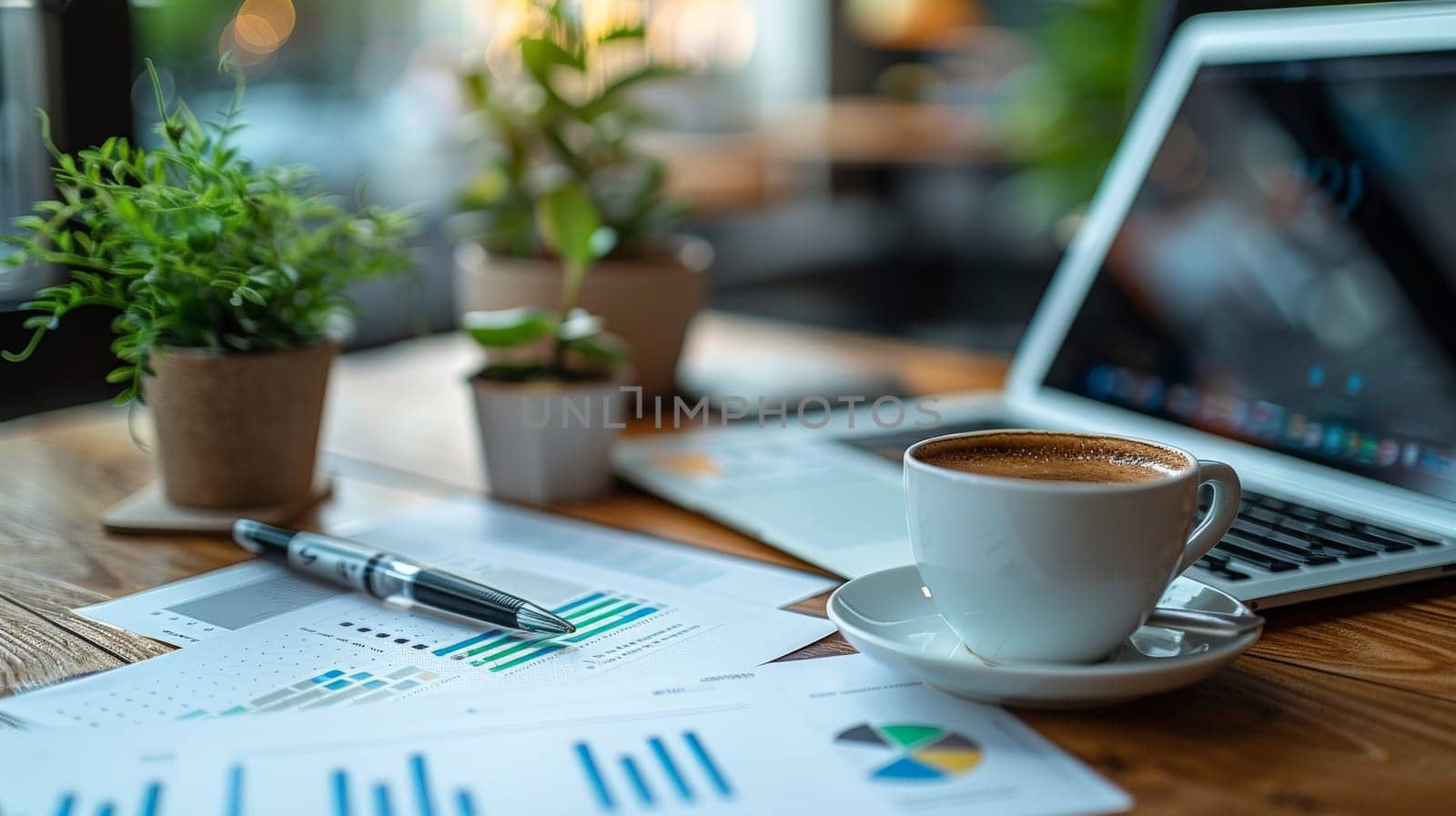 home office workspace with notebook and coffee cup and paper sheet, business lifestyle concept.