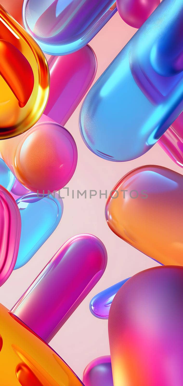 abstract colorful glassy round objects on gradient background by z1b