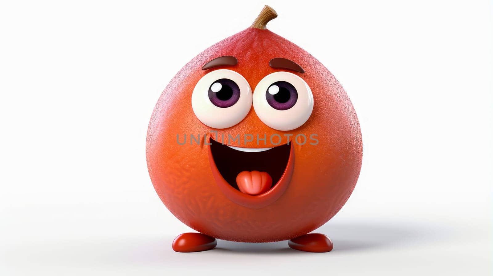 Fig with a cheerful face 3D on a white background. Cartoon characters, three-dimensional character, healthy lifestyle, proper nutrition, diet, fresh vegetables and fruits, vegetarianism, veganism, food, breakfast, fun, laughter, banner