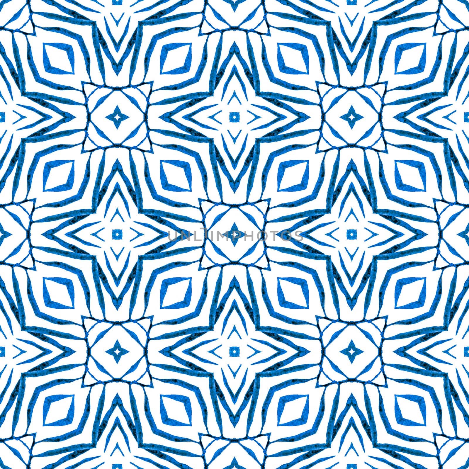 Textile ready enchanting print, swimwear fabric, wallpaper, wrapping. Blue fascinating boho chic summer design. Arabesque hand drawn design. Oriental arabesque hand drawn border.