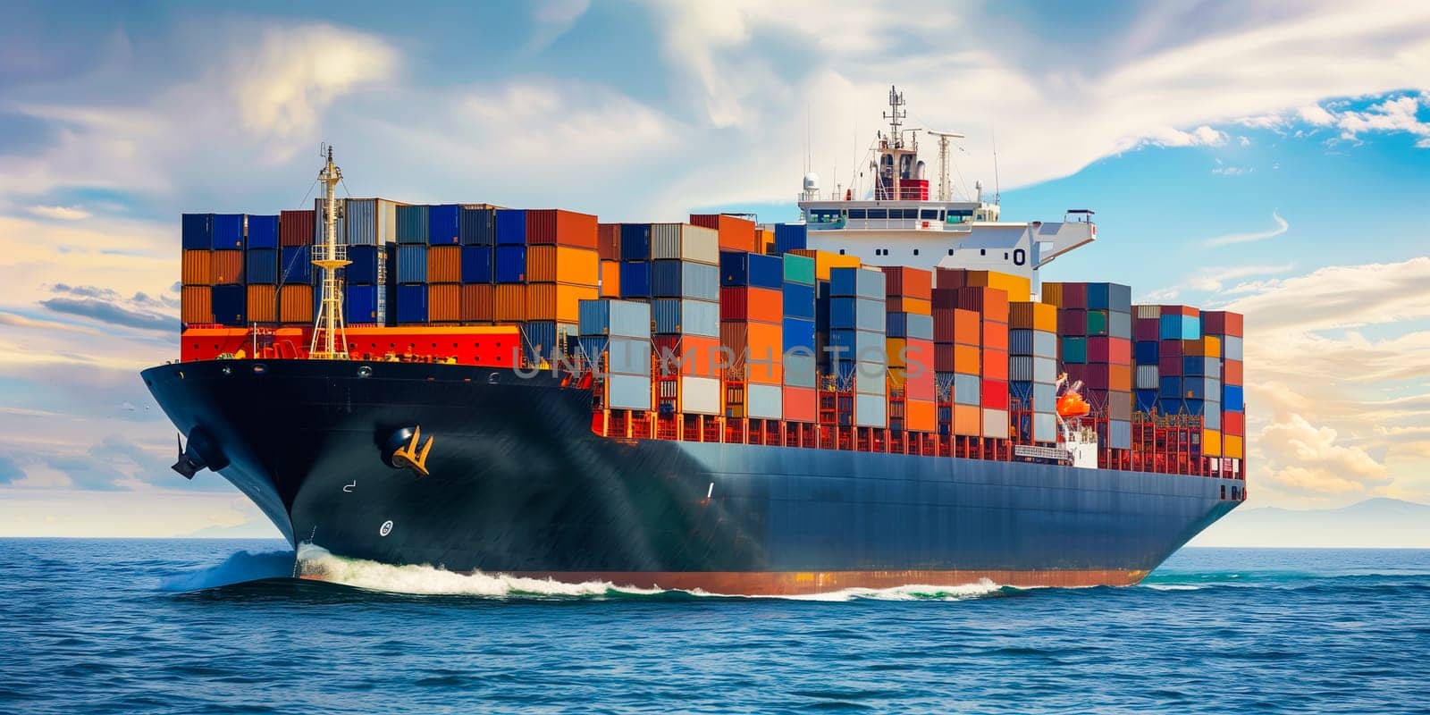 Cargo ship container in the ocean transportation, shipping freight transportation