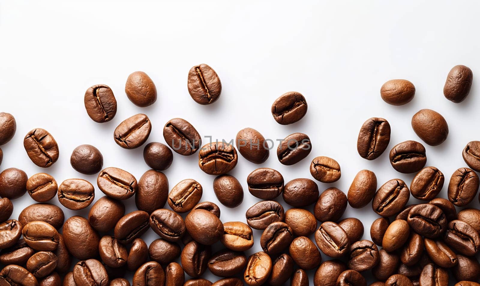 Coffee beans on a white background with space for text. by Fischeron