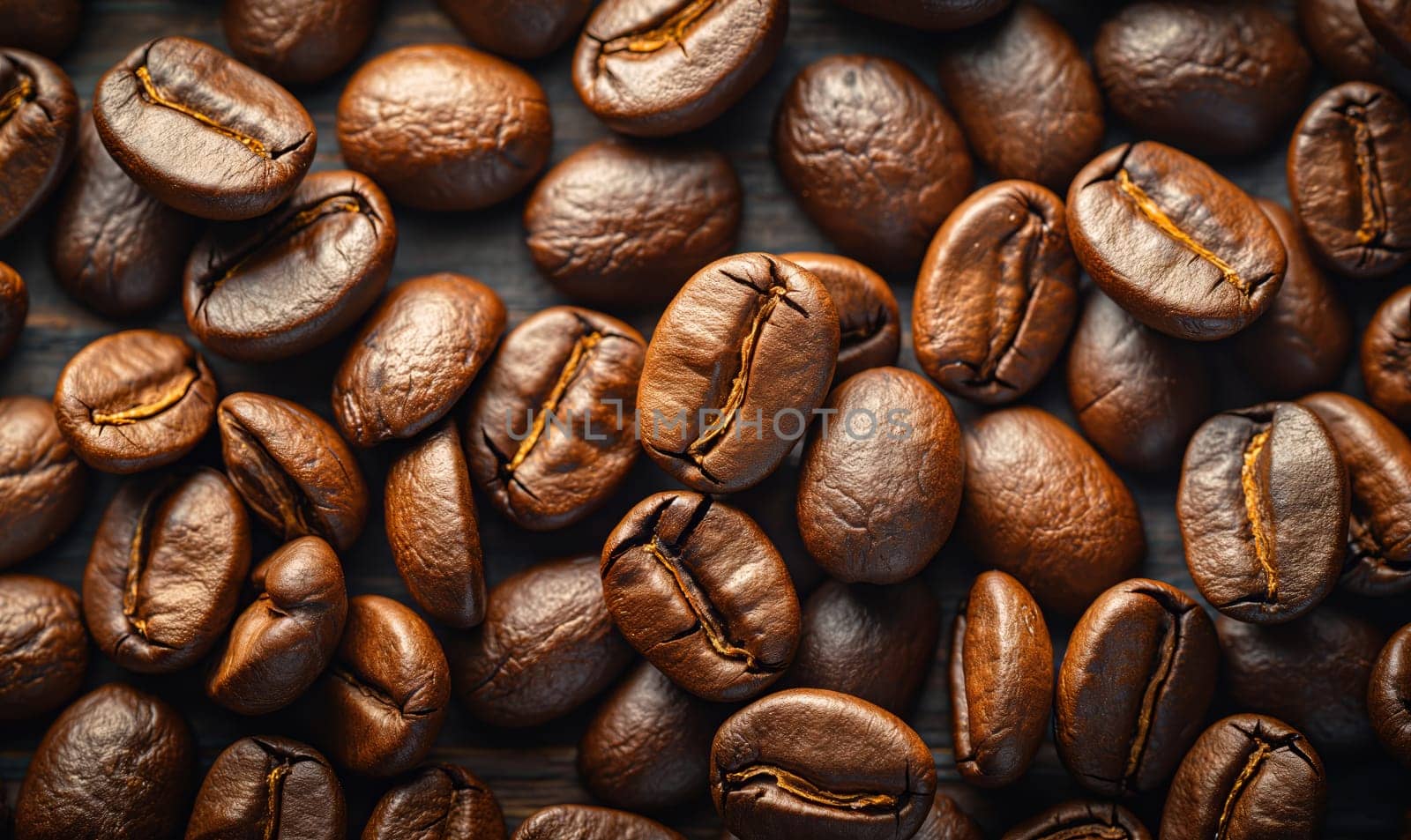 Background of roasted coffee beans close up. Selective soft focus.