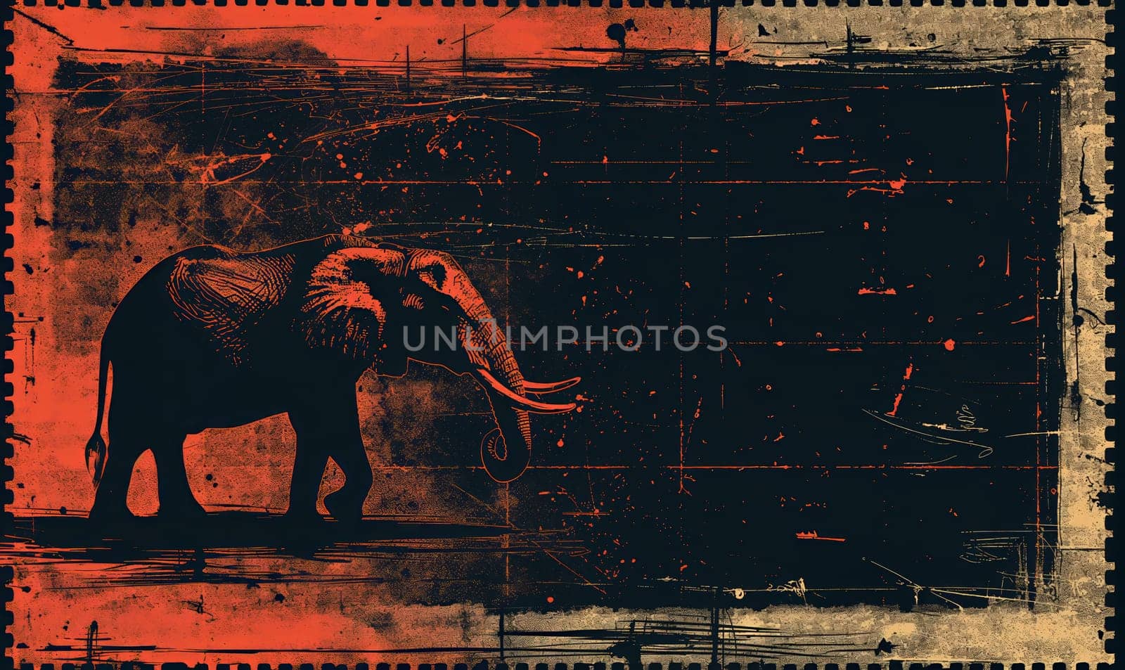 Image of an elephant on a vintage background. Selective soft focus