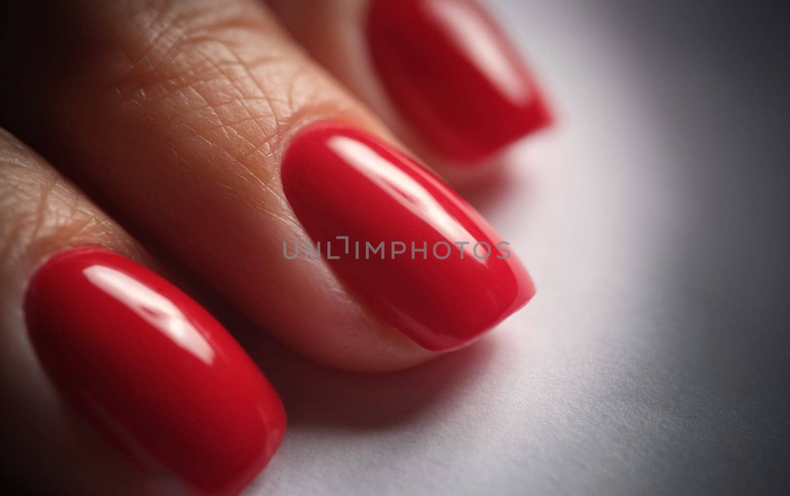 Beautiful red silk manicure on female nails by kuprevich