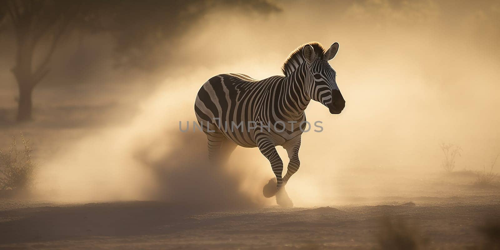 Zebra running through the steppe by tan4ikk1