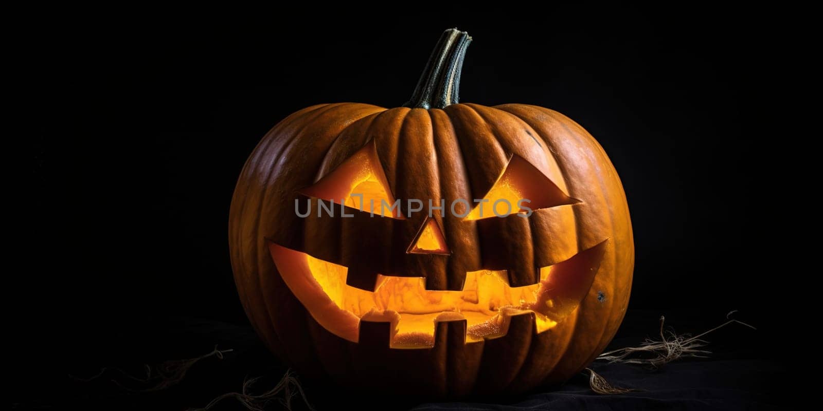 Halloween Orange Pumpkin With Light Inside On A White Background