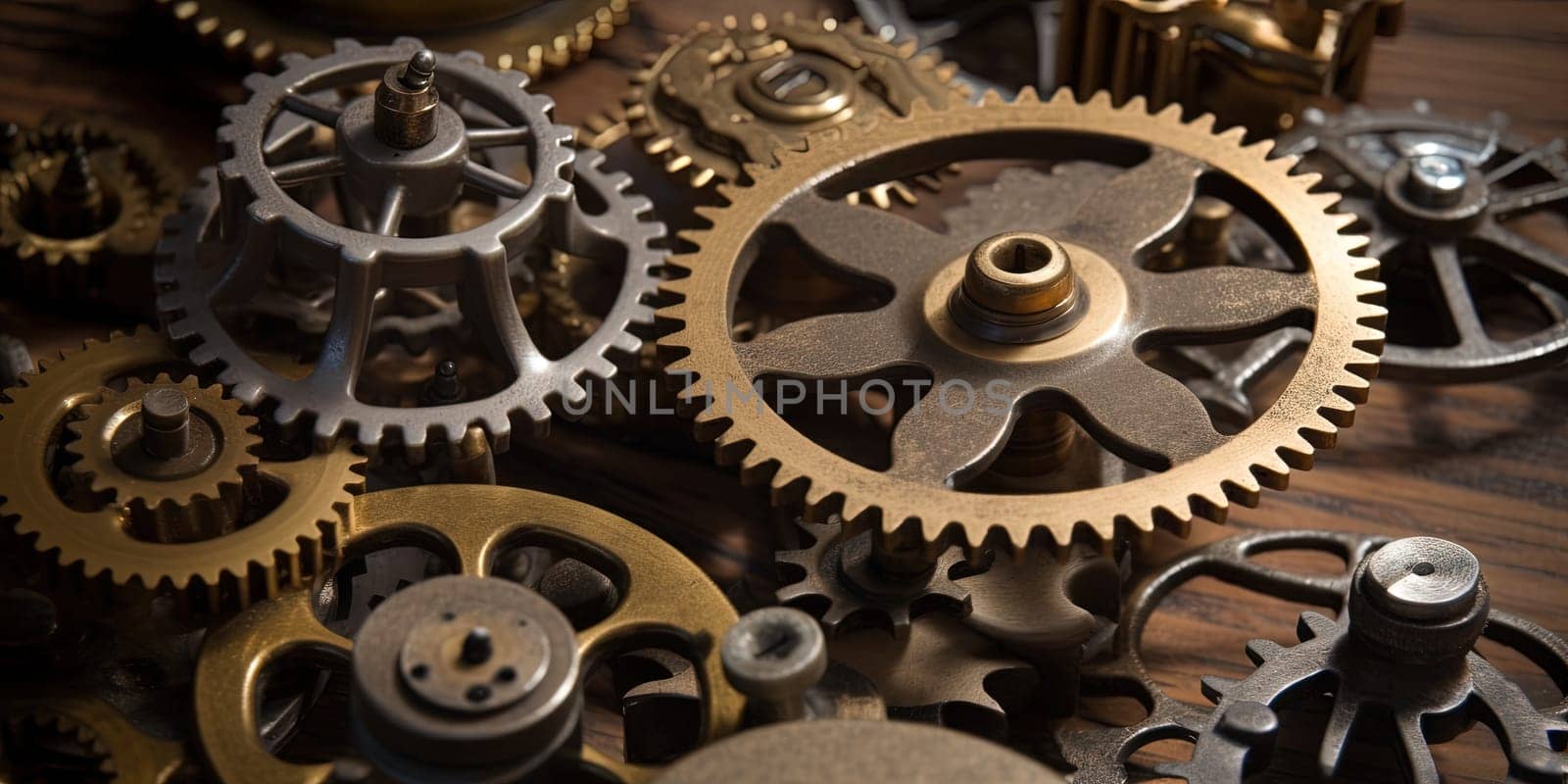 Gears Of The Clock Mechanism Close Up Veiw