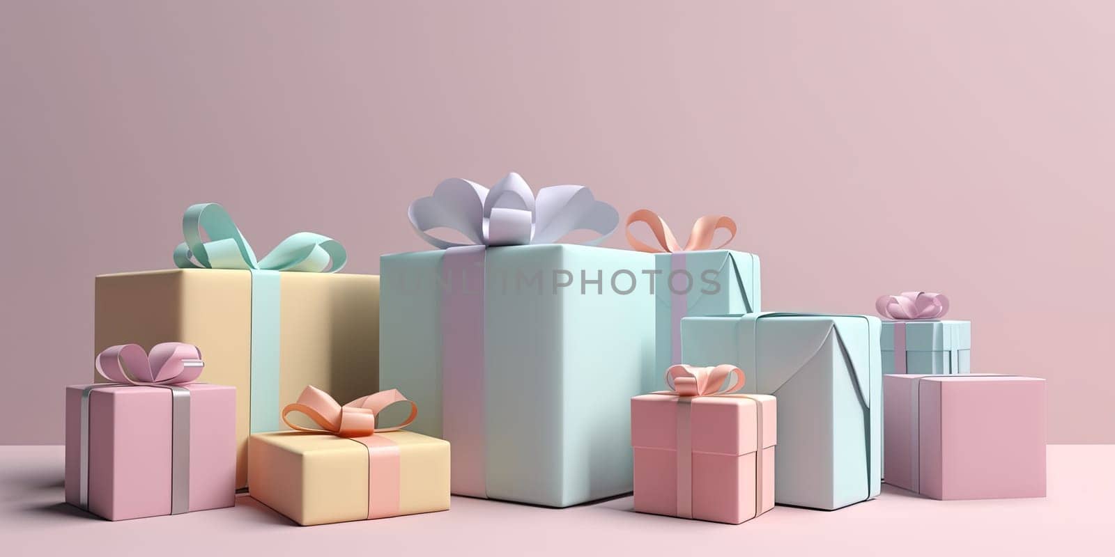 3D Illustration Gift Boxes With Bow In Pastel Colors by tan4ikk1