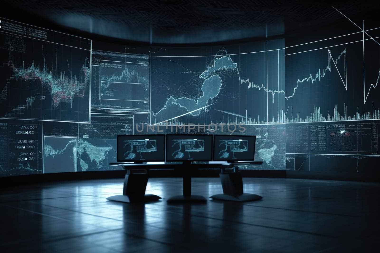 screens with data and graphs economic and Financial indexes by tan4ikk1