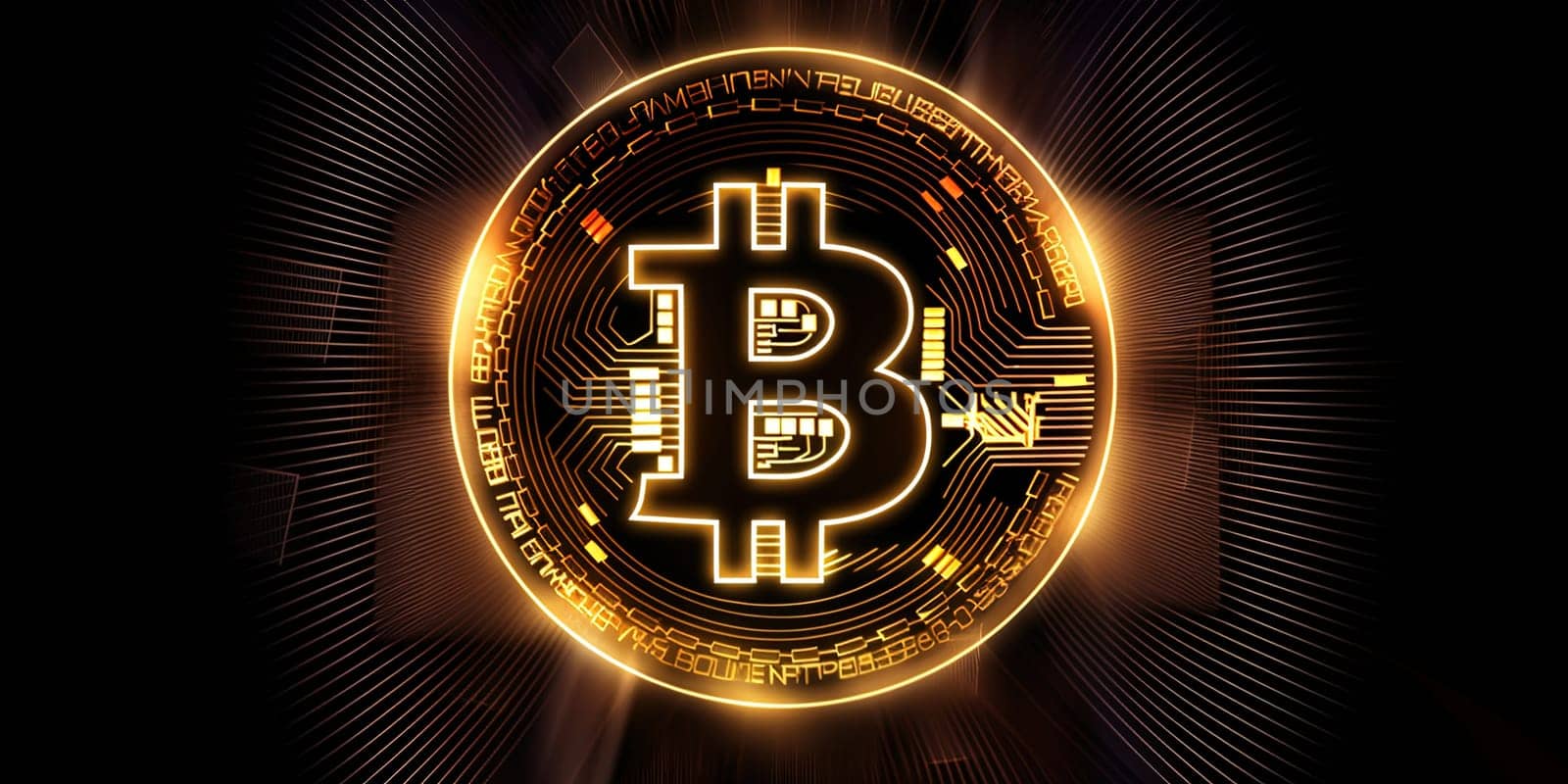 Illustration Of Glowing Bitcoin Coin by tan4ikk1