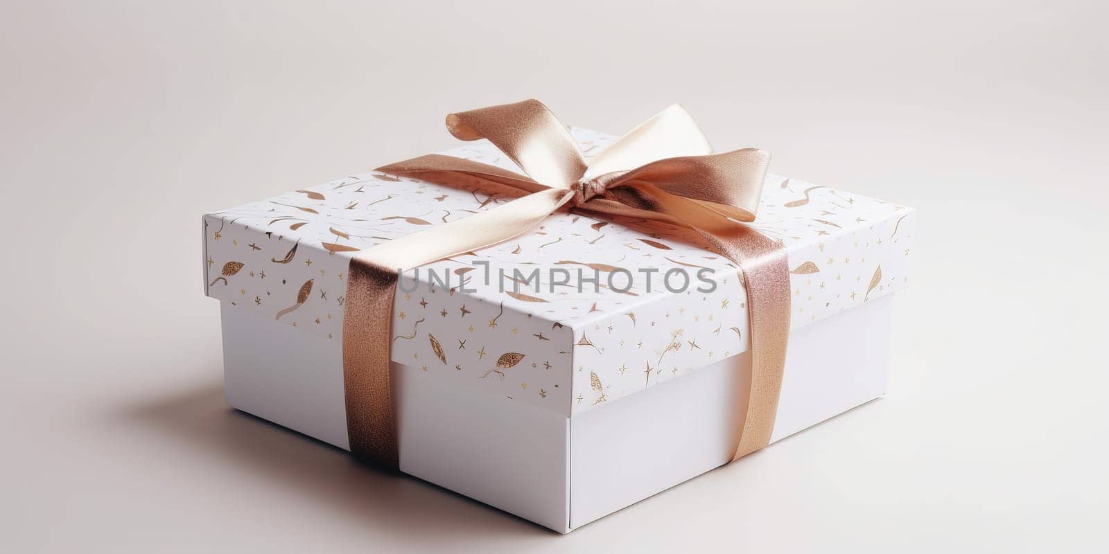 Beautiful Gift Box With A Golden Bow On Light Background