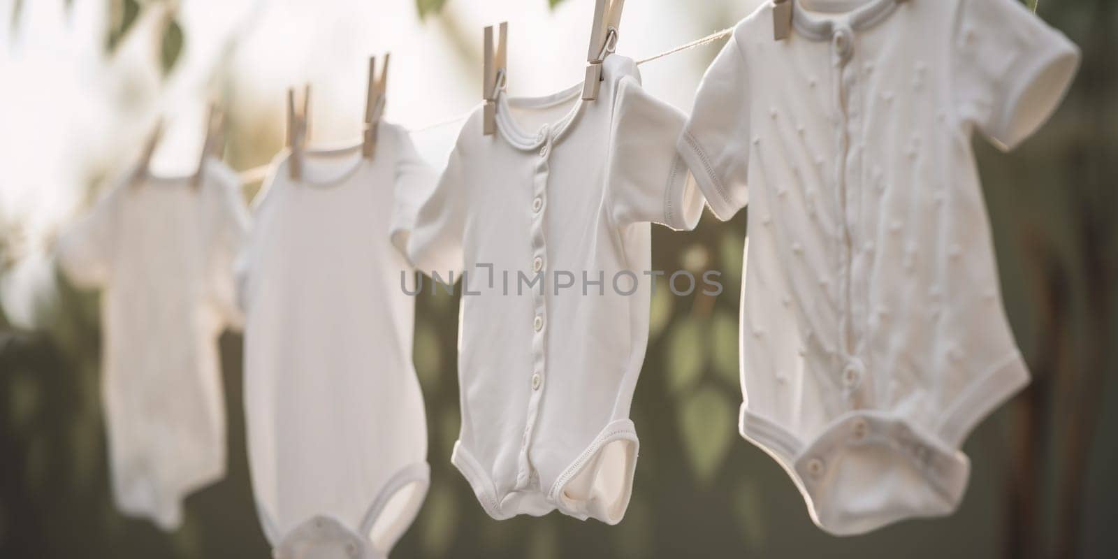 Baby Costumes For Newborns Are Dried On A Clothesline by tan4ikk1