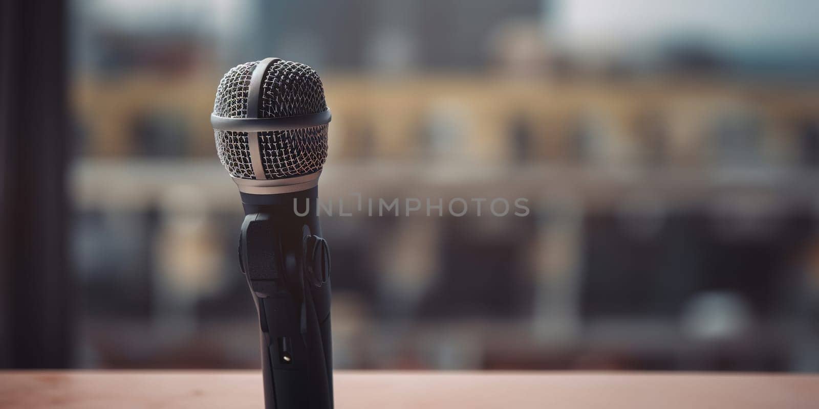 Microphone On An Empty Stage Waiting For A Singer