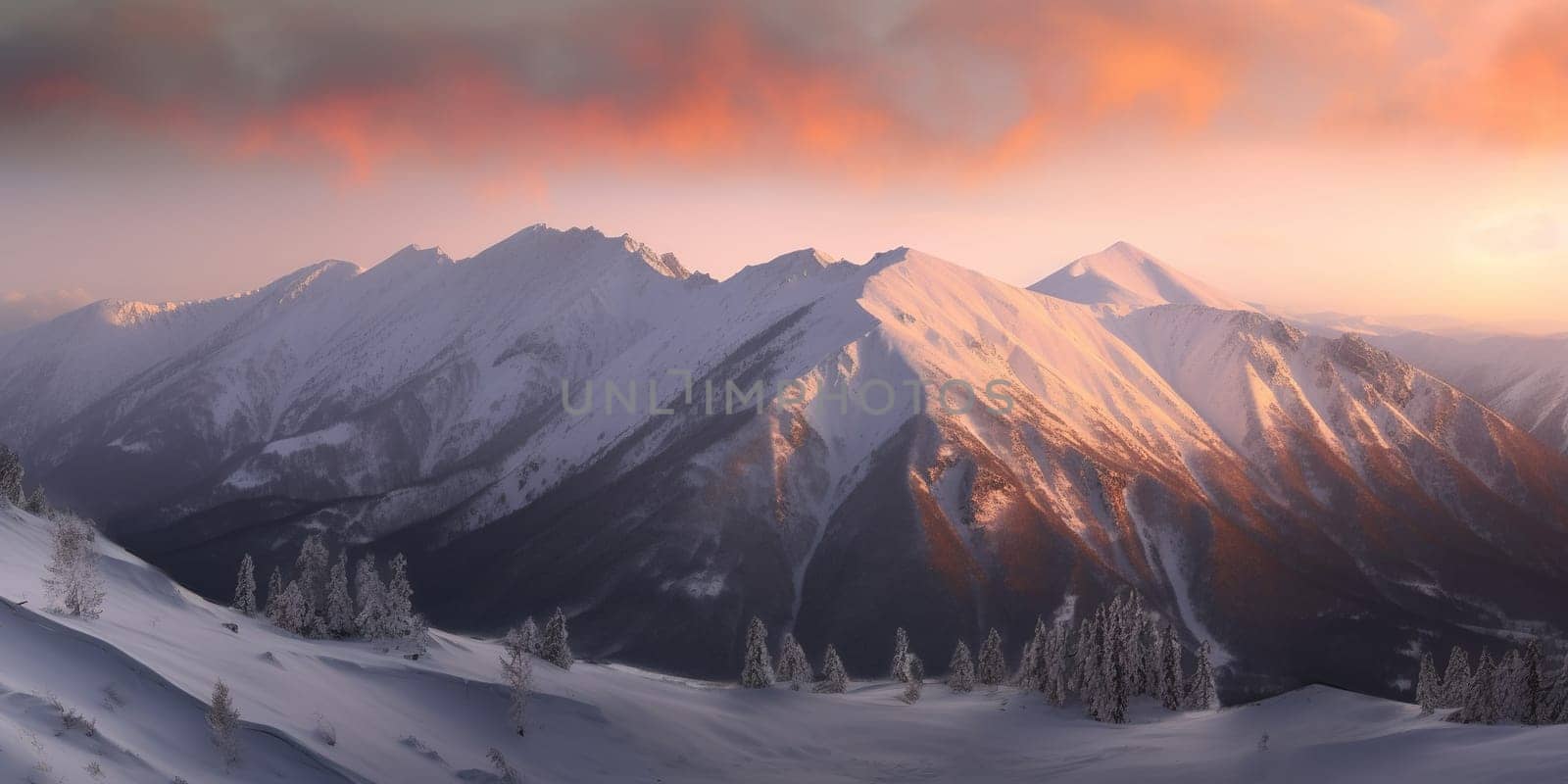 Winter landscape with mountain range in snow by tan4ikk1