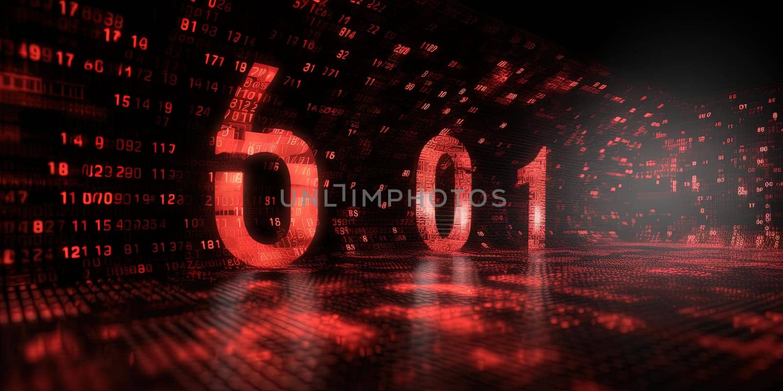 Digitals on a red background, 5G internet communications by tan4ikk1