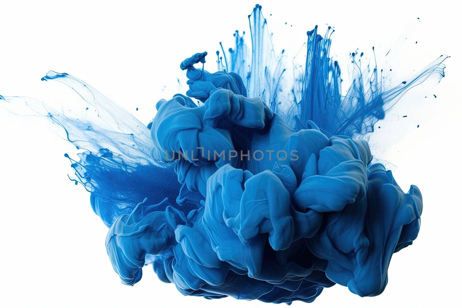 splashes of dark navy blue color paint isolated on a white background, generative AI