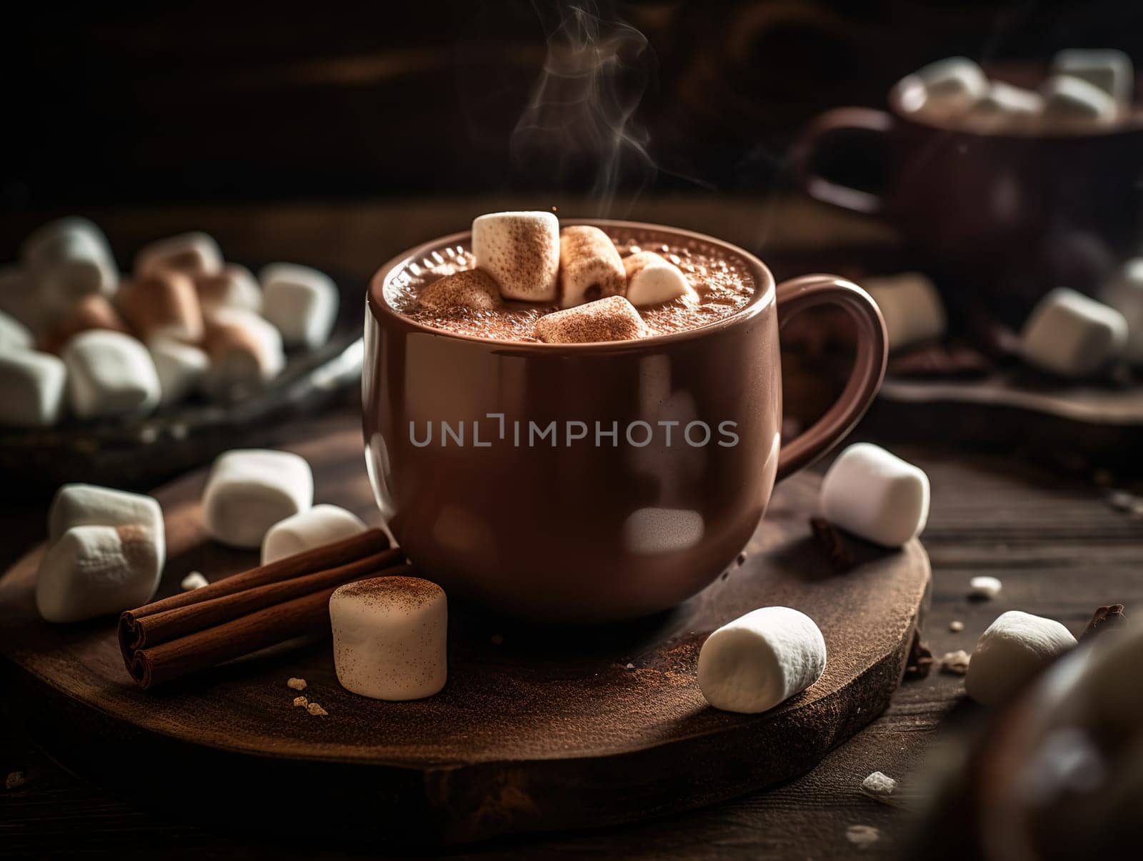 Cappuccino Cup With Marshmallow On Table by tan4ikk1
