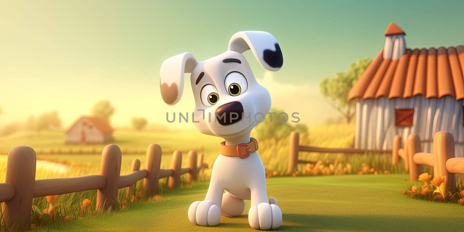 Cartoon Little Funny Puppy Dog On A Farm by tan4ikk1