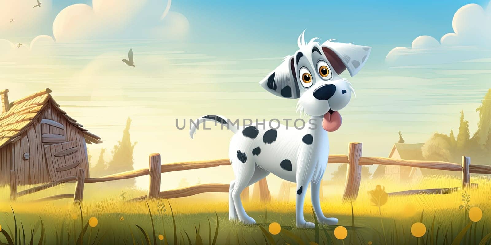 Cartoon Little Funny Puppy Dog On A Farm by tan4ikk1