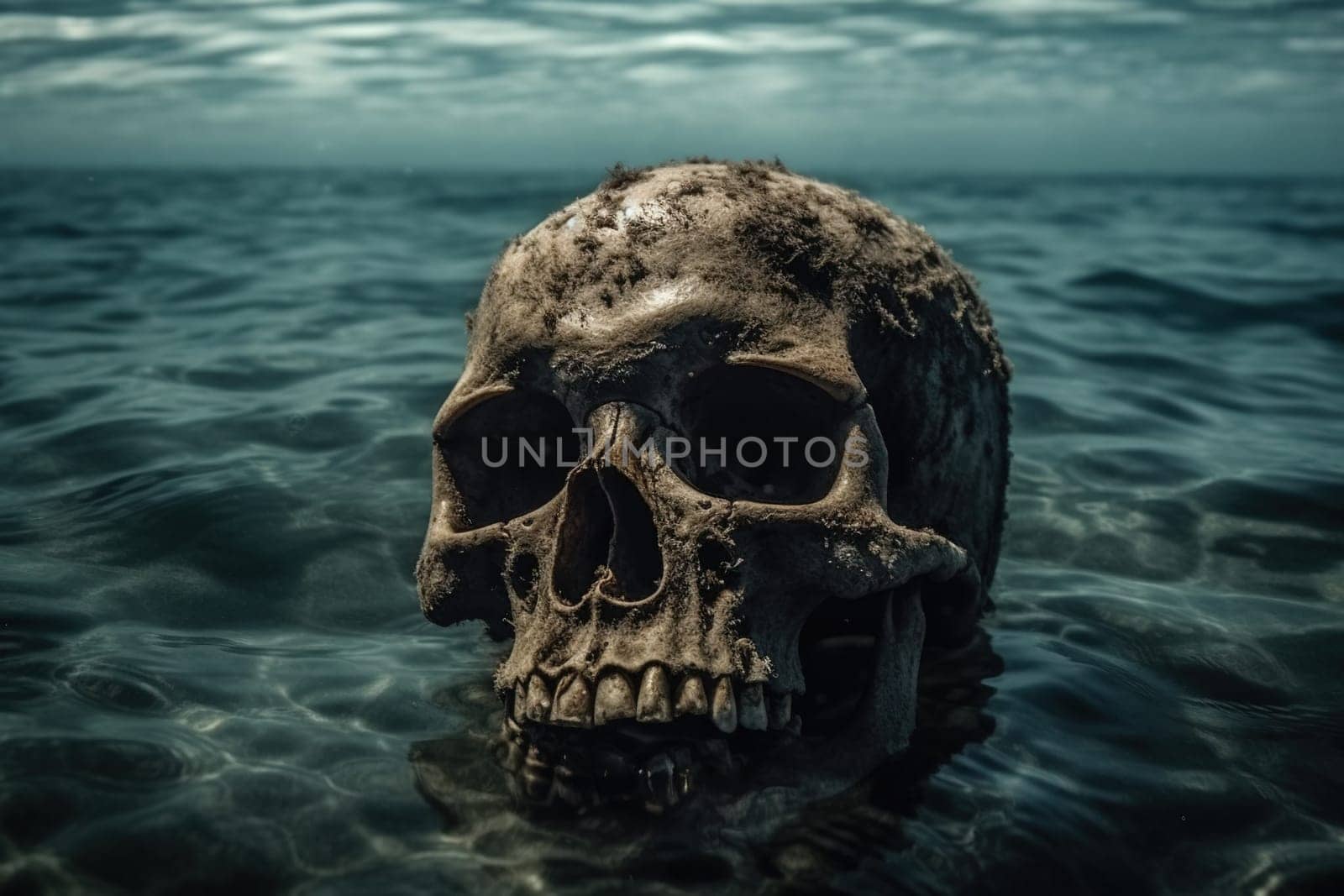 human skull in the sea by tan4ikk1
