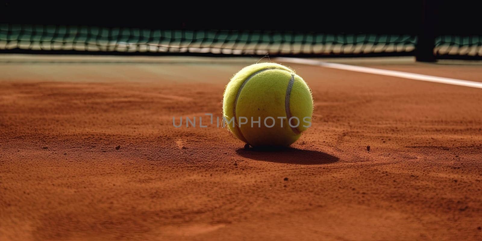 Lawn Tennis Ball On A Ground Tennis Court, Close Up View