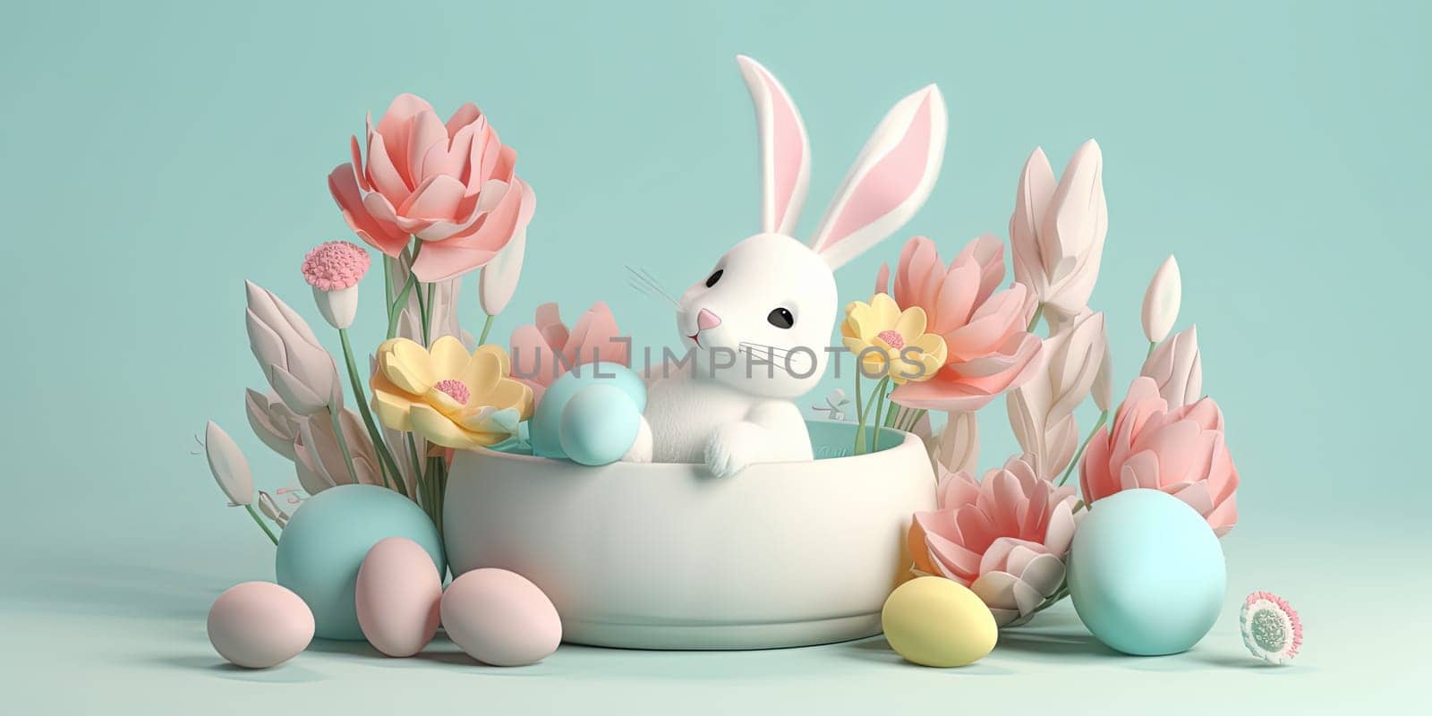 Quilling Colorful Paper Flowers And Easter Rabbit by tan4ikk1