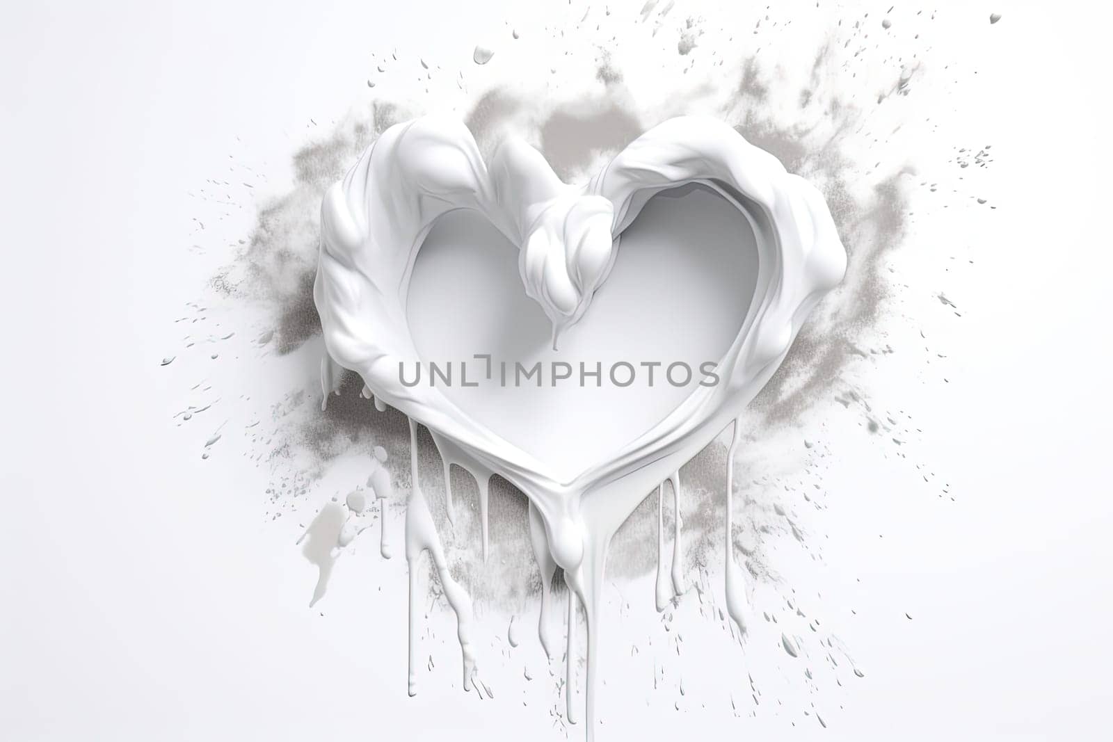 White Paint Splashes in Heart Shape on White Background by tan4ikk1