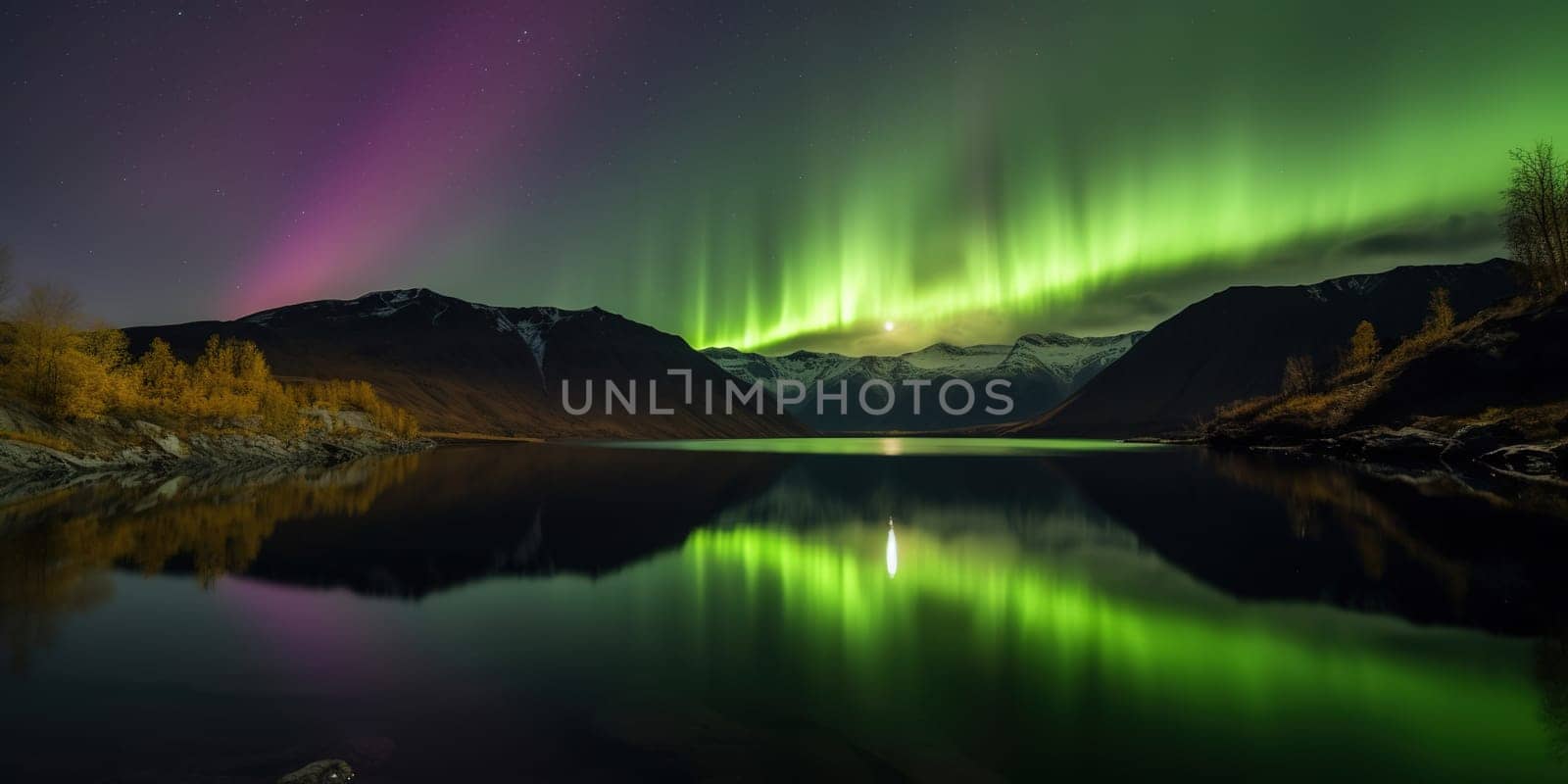 purple and green Northern Lights in the night sky by tan4ikk1
