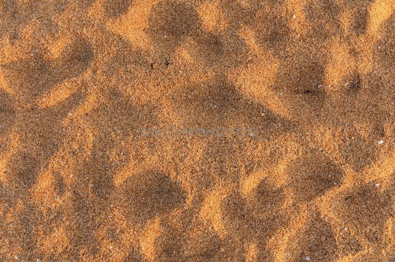 Yellow lumpy sand background on the beach in side sunset light. Rich Image.