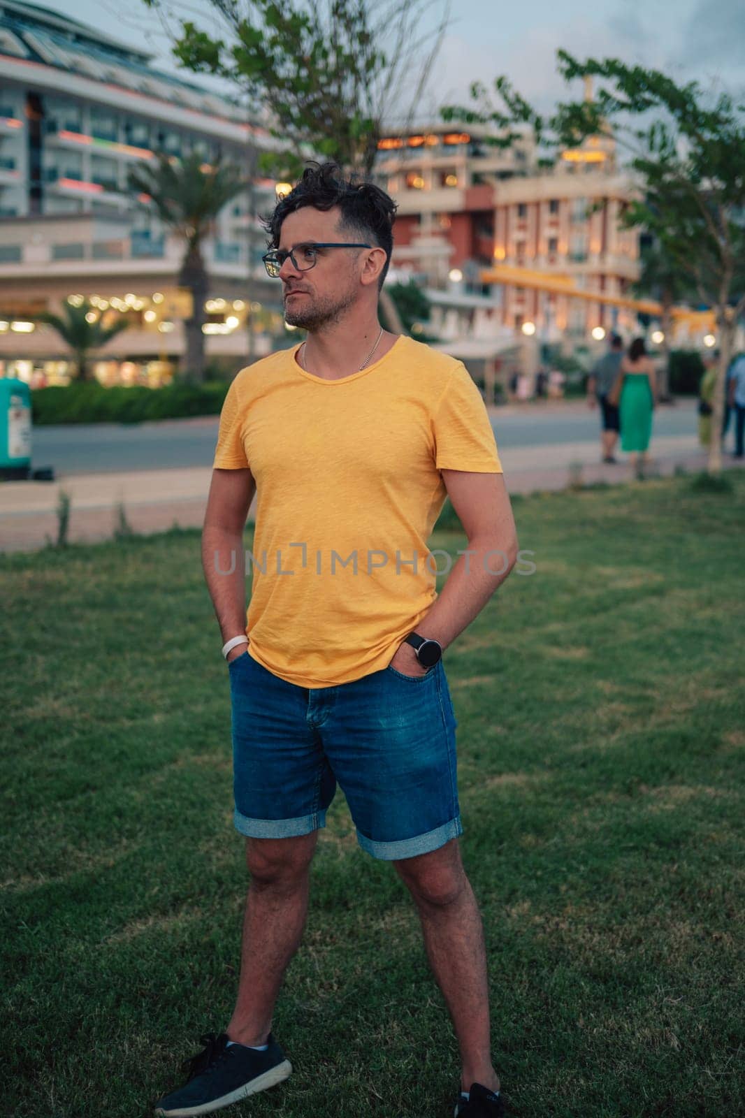 Man on the in Alanya city, Turkey. Travelling or vacation concept