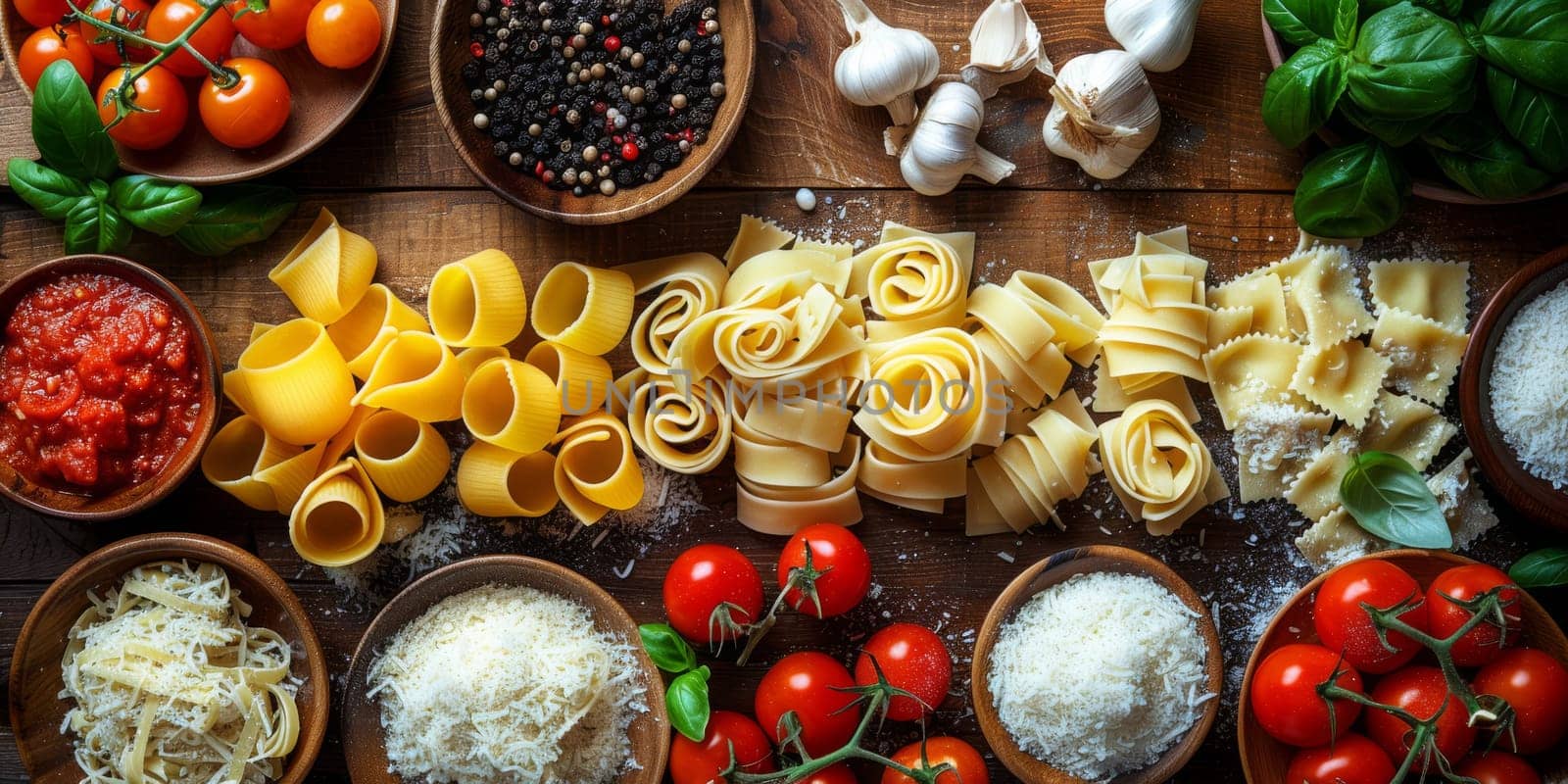 Classic Pasta on kitchen background. Diet and food concept