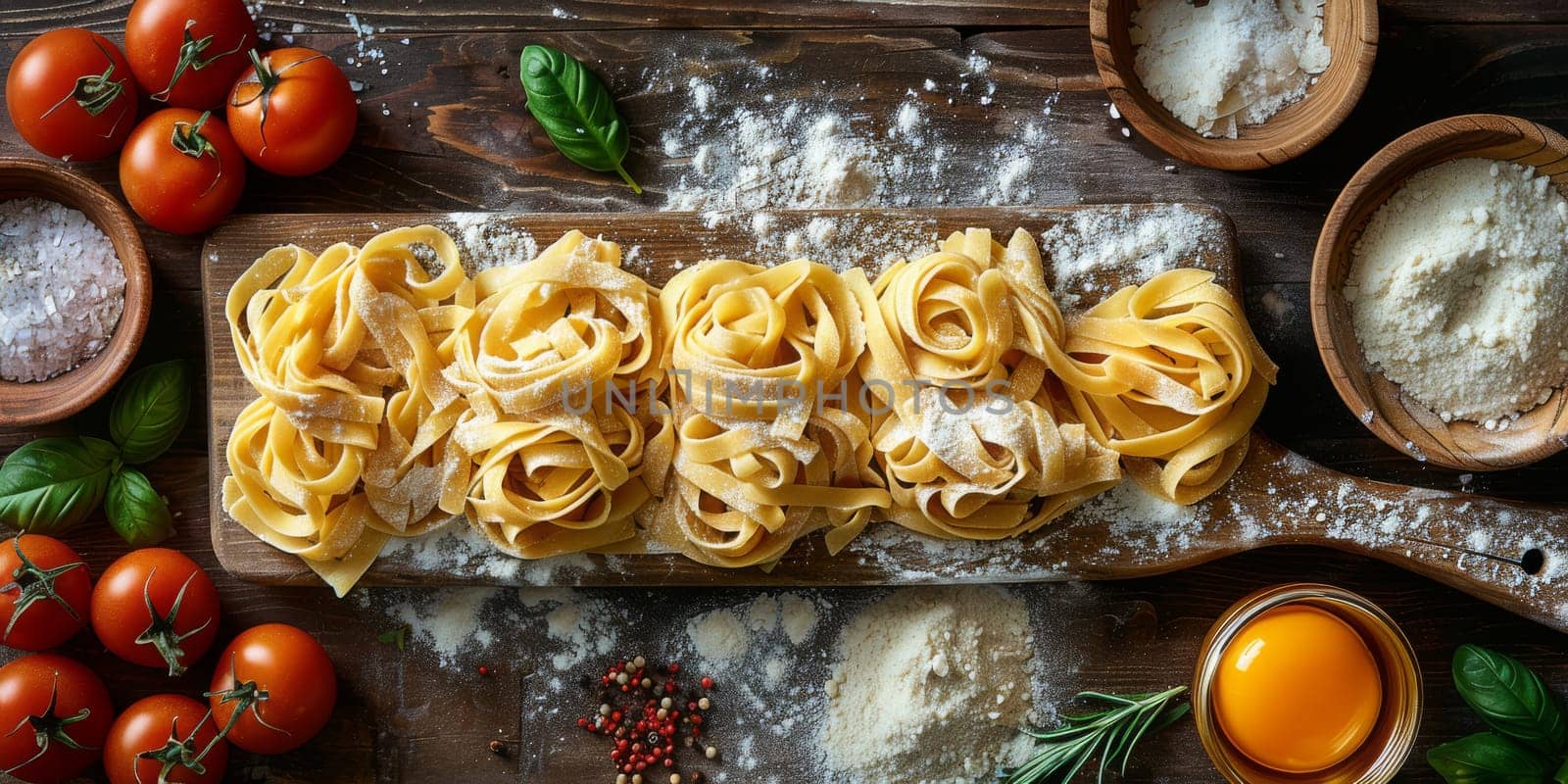 Classic Pasta on kitchen background. Diet and food concept. by Benzoix