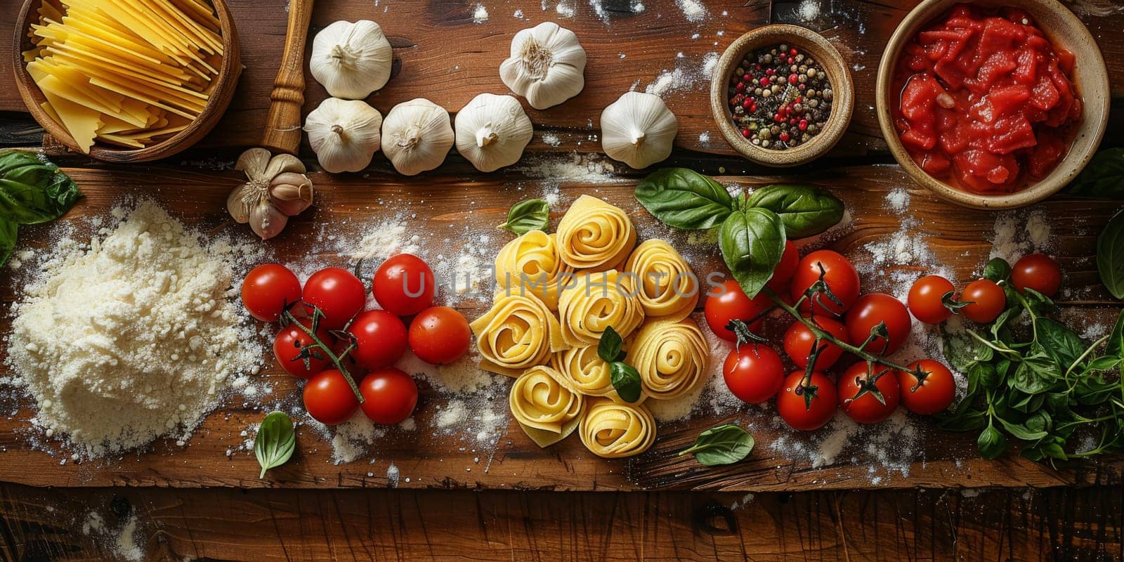 Classic Pasta on kitchen background. Diet and food concept. by Benzoix