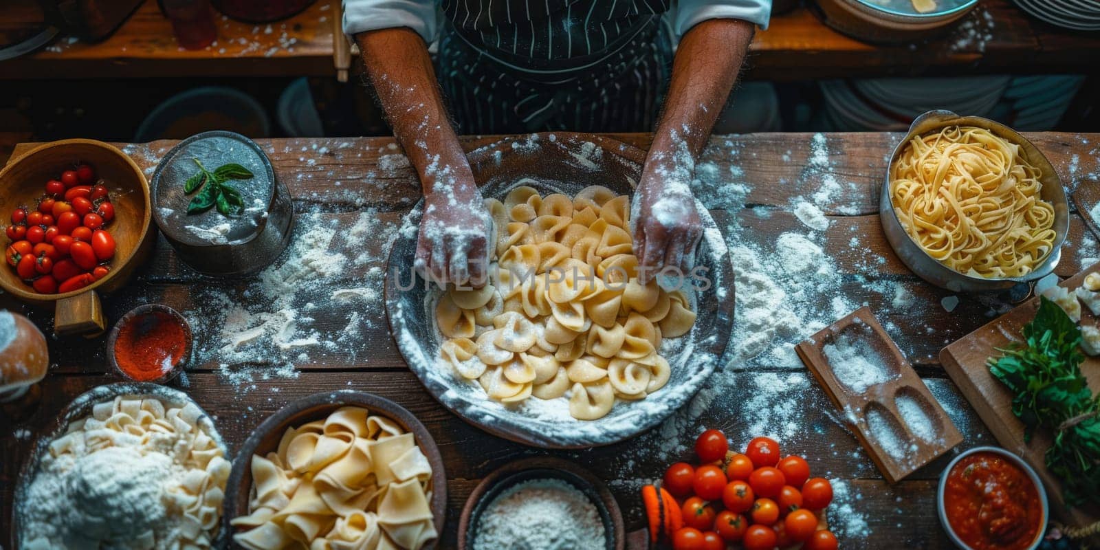 Classic Pasta on kitchen background. Diet and food concept. by Benzoix