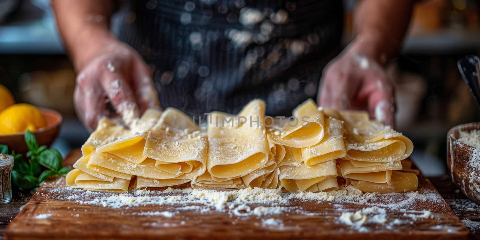 Classic Pasta on kitchen background. Diet and food concept